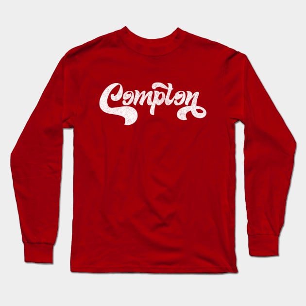 Compton / Retro Faded Style Design Long Sleeve T-Shirt by DankFutura